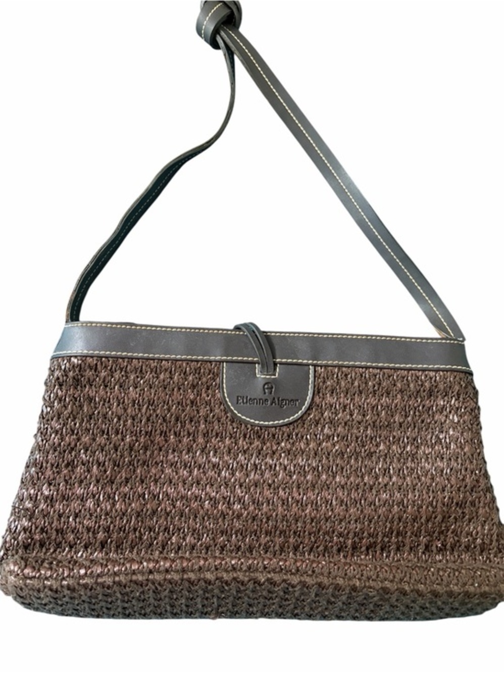 Vintage Etienne Aigner Woven Straw & Leather Shoulder Bag - Good Condition